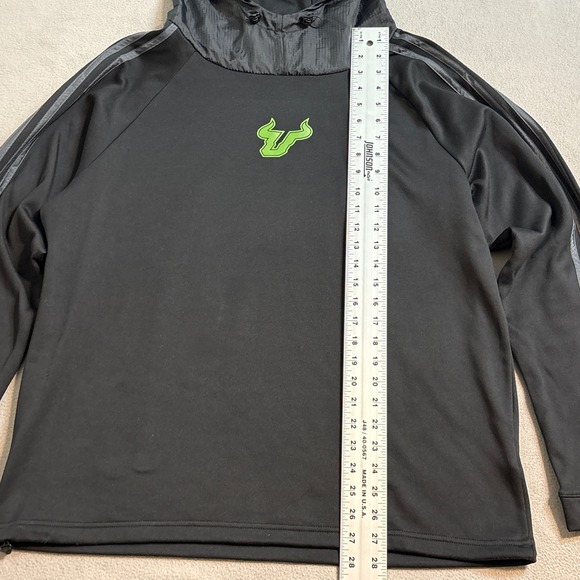 Adidas USF South Florida Bulls COLD.RDY Hoodie Mens XL Black Neon Green Logo - Picture 8 of 10